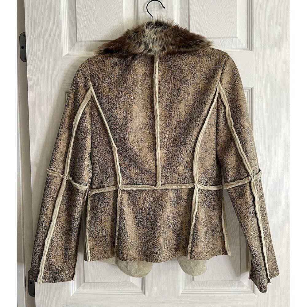 ALLEN B. BY ALLEN SCHWARTZ VTG Y2K Faux Fur Suede Penny Lane Patchwork Jacket M - Picture 6 of 15
